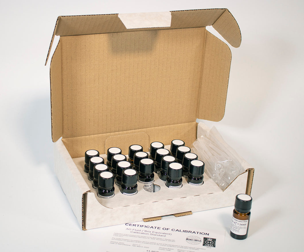 AG Fluids for Refractometer Calibration (pack of 20 x 5ml) (UKAS/NIST)